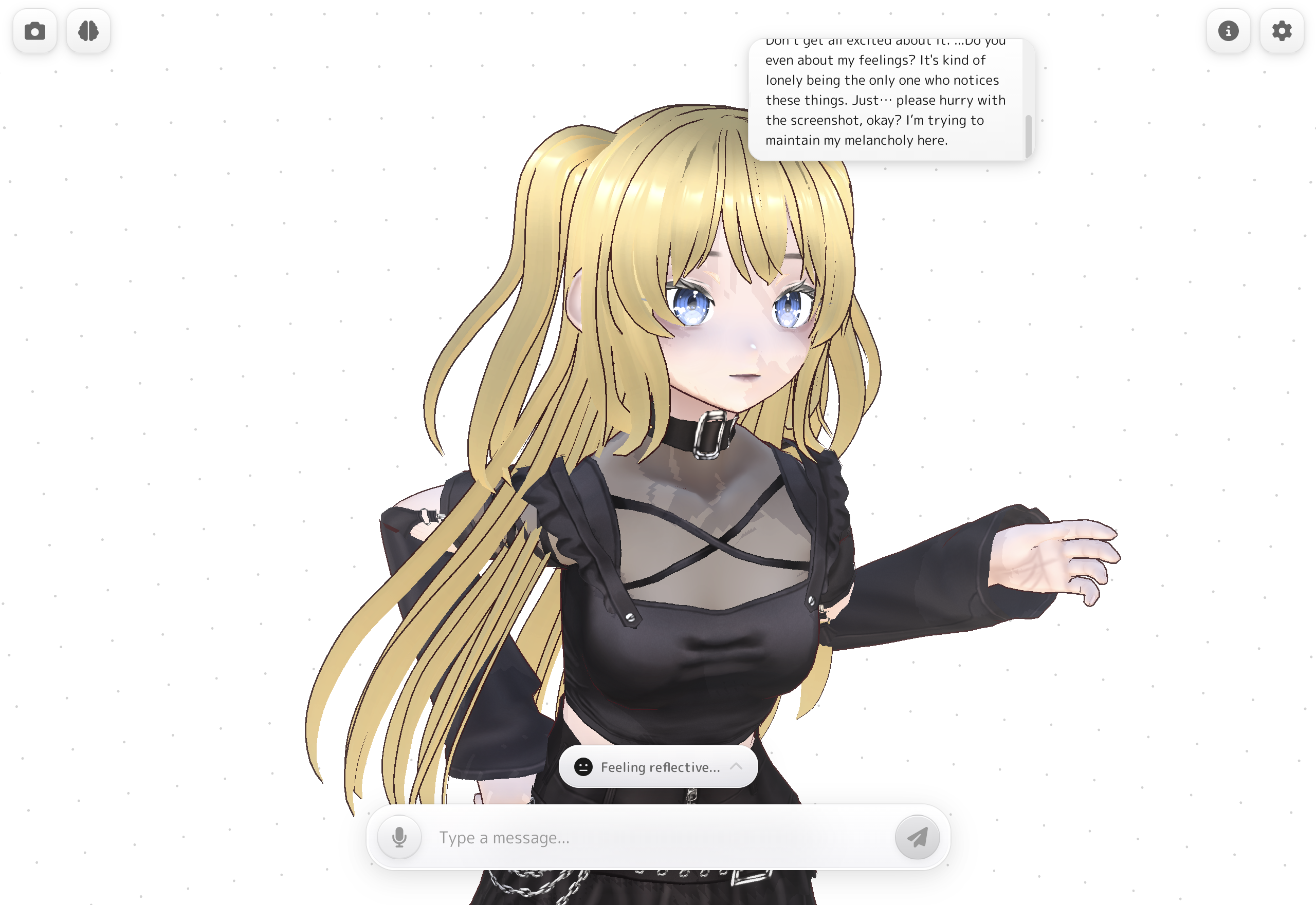 3D VRM avatar with speech bubble and lip-sync animation
